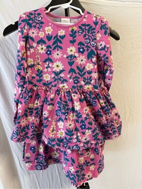 Hanna Andersson Pink Floral Long-Sleeve Tiered Dress